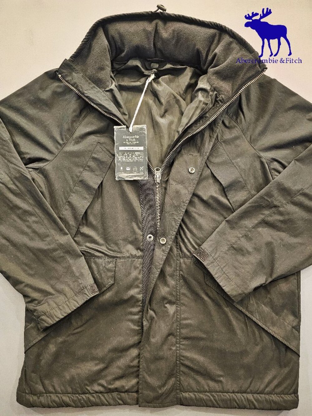 NWT Abercrombie & Fitch Men’s 3-in-1 Military Winter Parka Jacket – Black